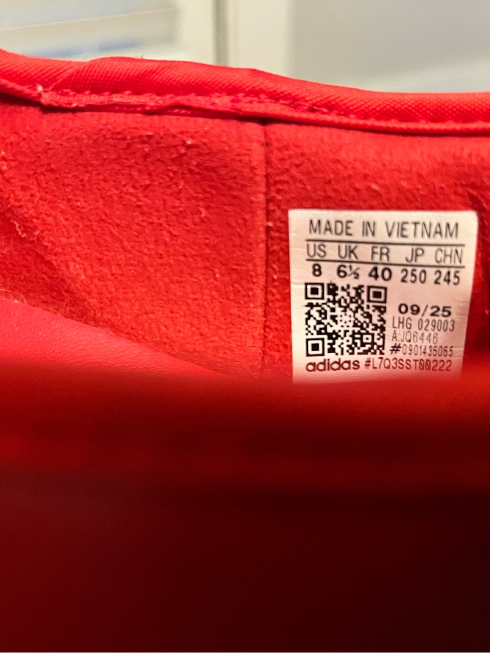 adidas Kids Red Mary Jane Sneakers with White Stripes - Picture 5 of 5